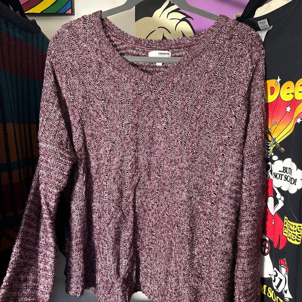 LAST CHANCE Express Marled Purple Crew Neck Sweater
